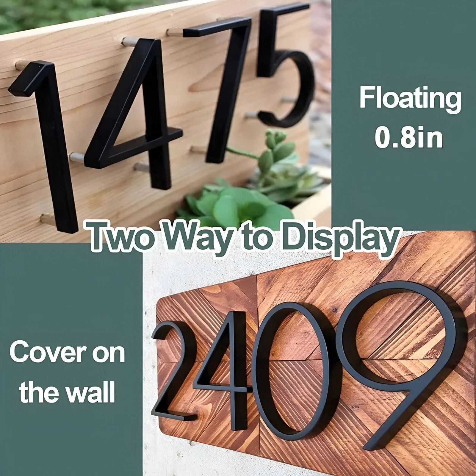 Black House Number - Modern House Number - House Number Sign -  - #tag1#