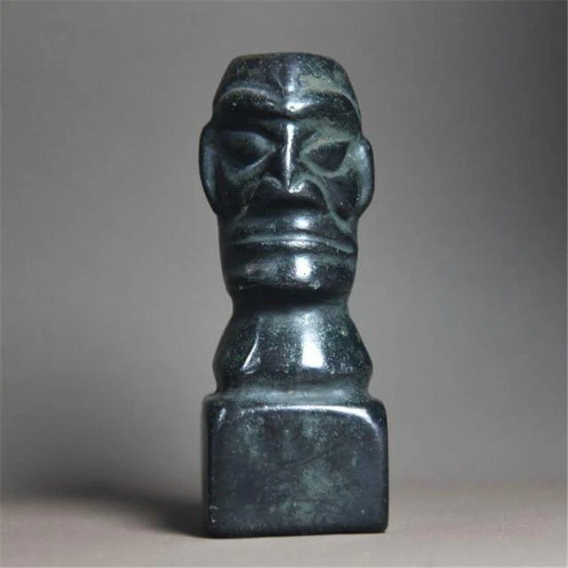 Black Iron Meteorite Face Home Decor Statue -