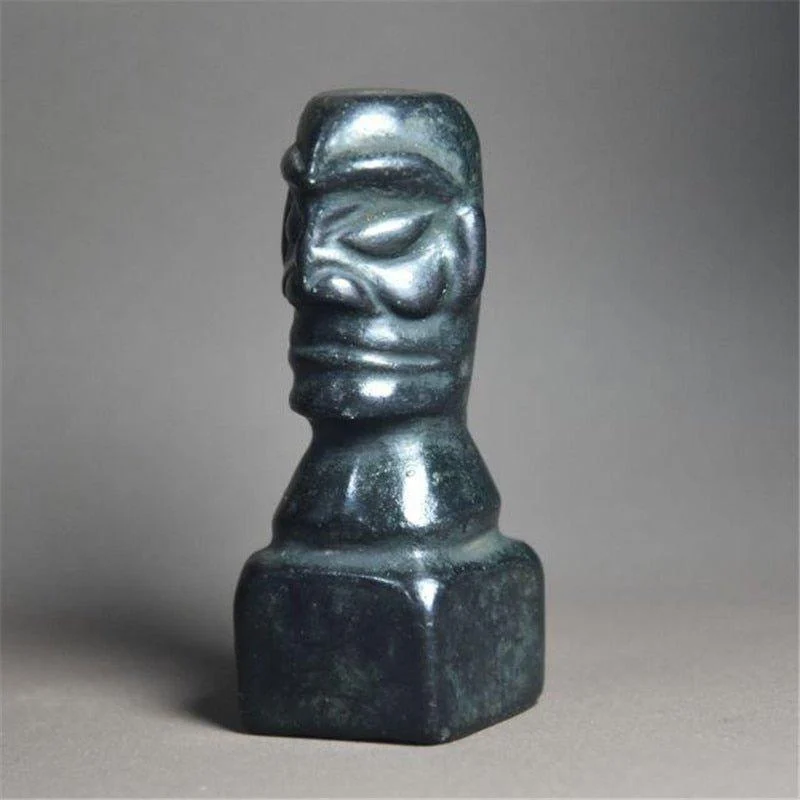 Black Iron Meteorite Face Home Decor Statue -