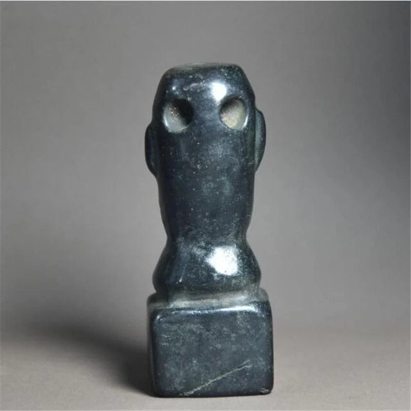 Black Iron Meteorite Face Home Decor Statue -