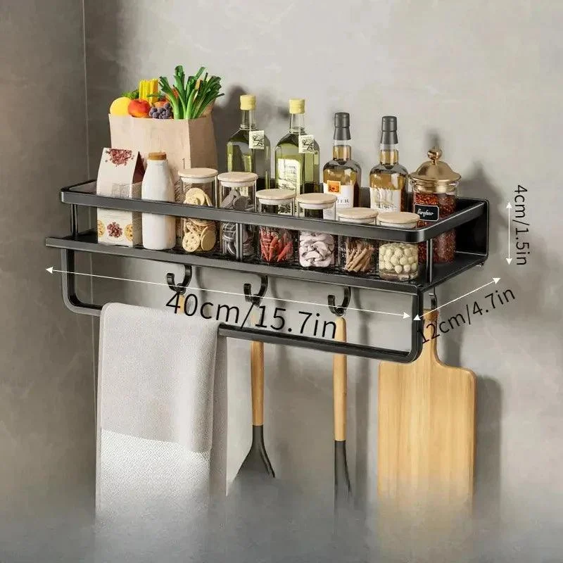 Black Kitchen Rack | Easy to mount on the wall -  - #tag1#