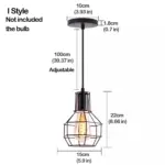 Black Metal Cage Pendant Light Retro Industrial Charm