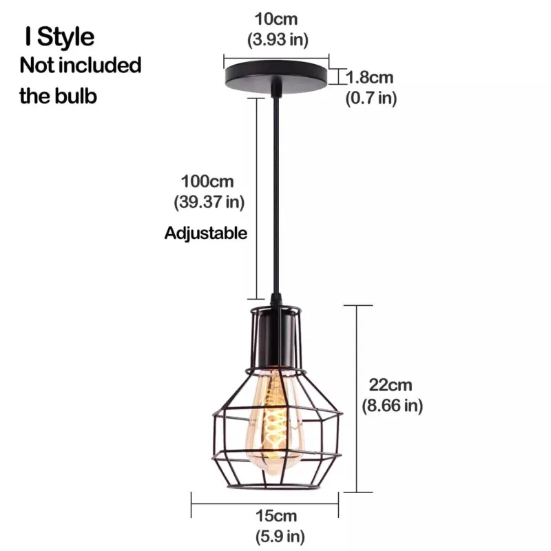 Black Metal Cage Pendant Light Retro Industrial Charm