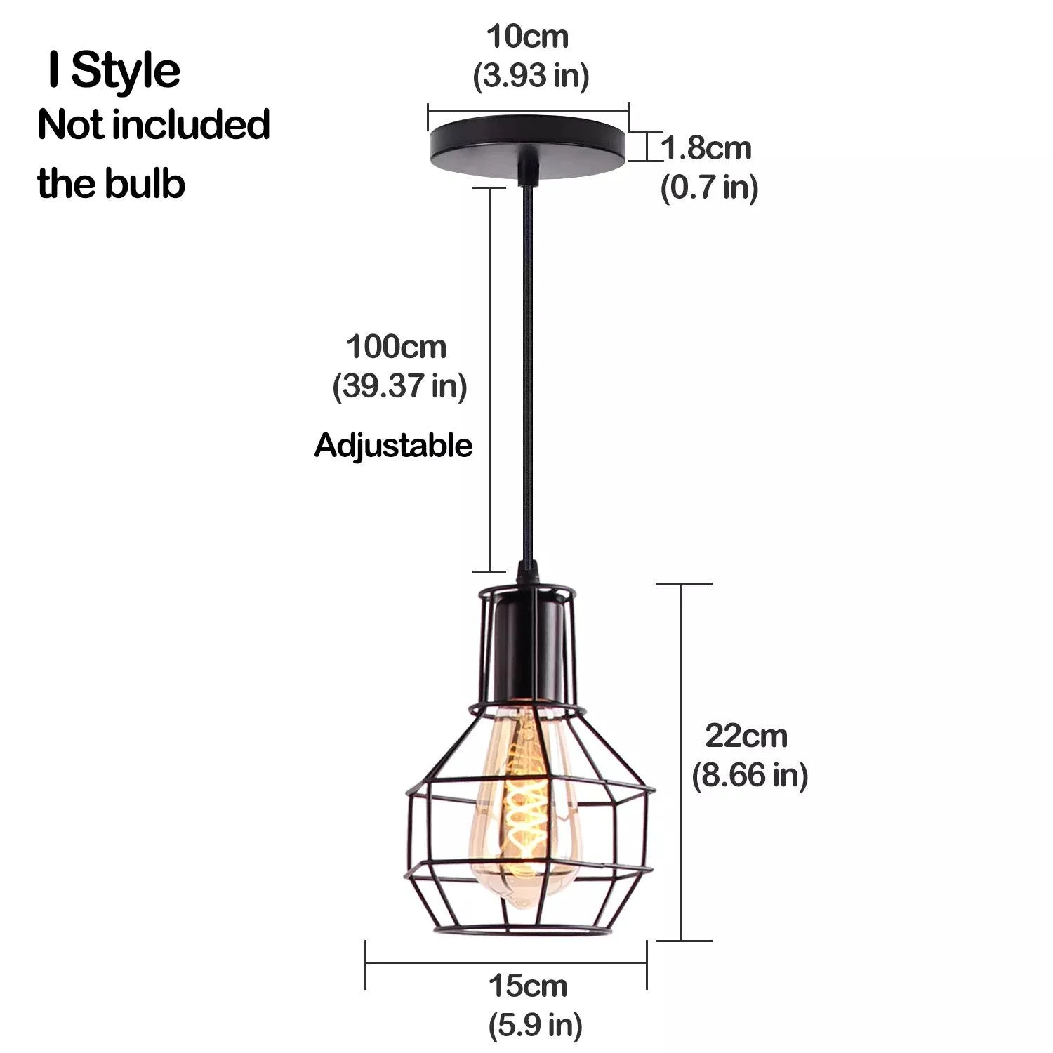 Black Metal Cage Pendant Light: Retro Industrial Charm -