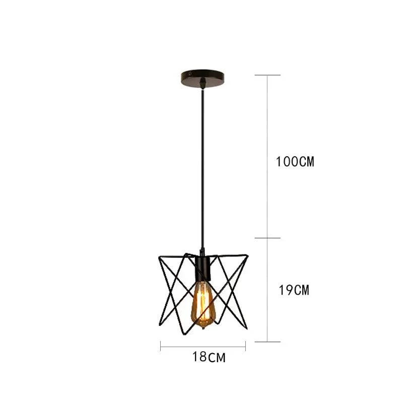 Black Metal Cage Pendant Light: Retro Industrial Charm -