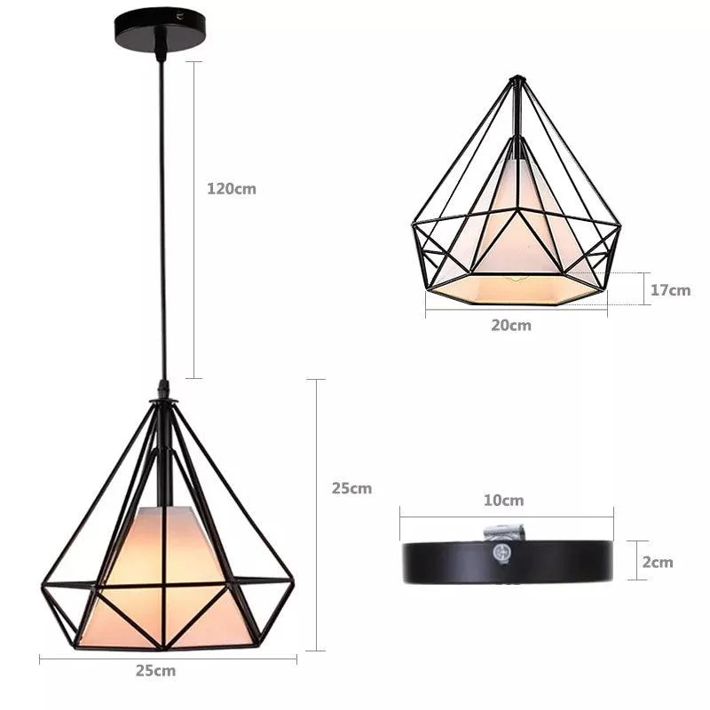 Black Metal Cage Pendant Light: Retro Industrial Charm -