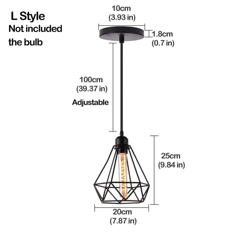 Black Metal Cage Pendant Light Retro Industrial Charm