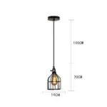Black Metal Cage Pendant Light Retro Industrial Charm