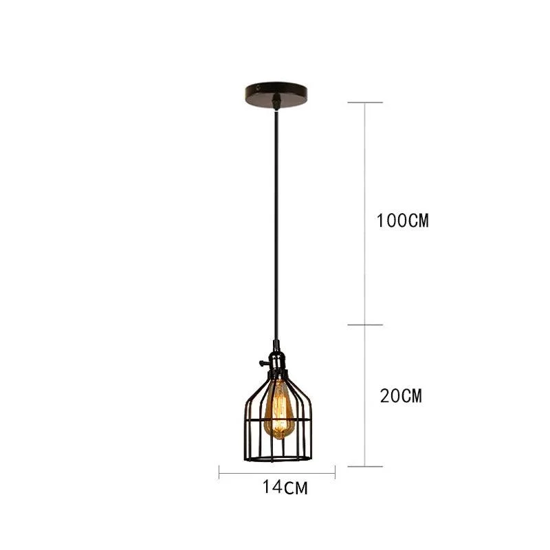 Black Metal Cage Pendant Light: Retro Industrial Charm -