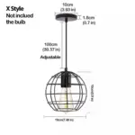 Black Metal Cage Pendant Light Retro Industrial Charm
