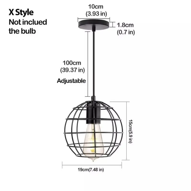 Black Metal Cage Pendant Light Retro Industrial Charm