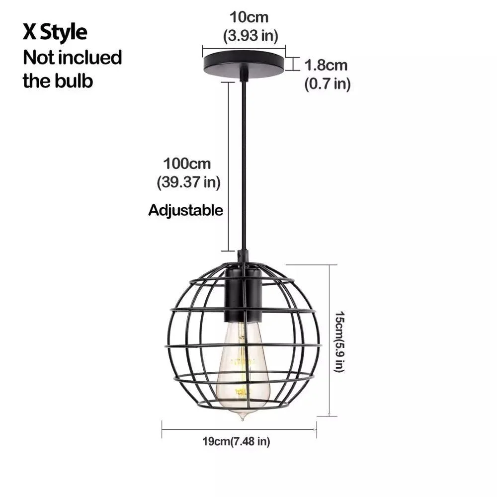 Black Metal Cage Pendant Light: Retro Industrial Charm -