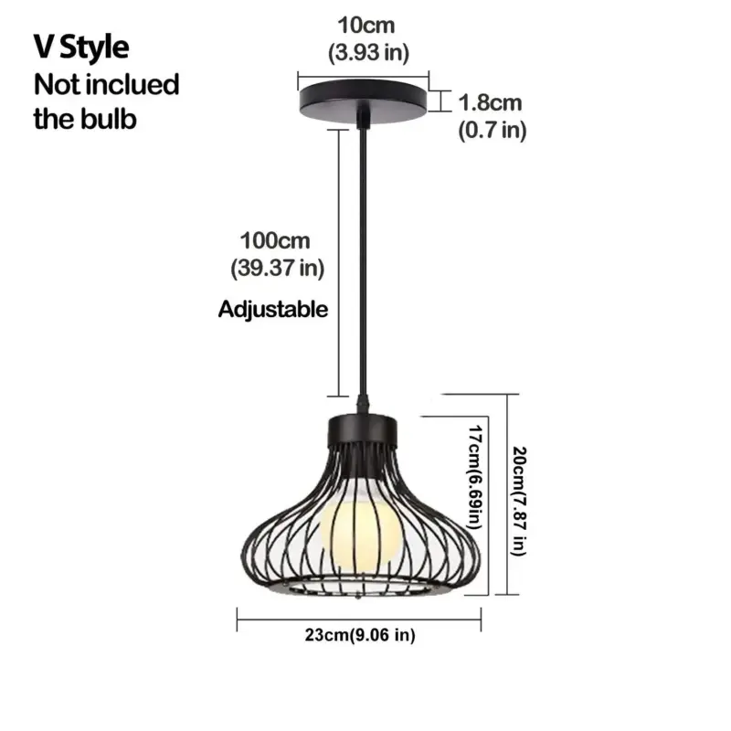 Black Metal Cage Pendant Light Retro Industrial Charm