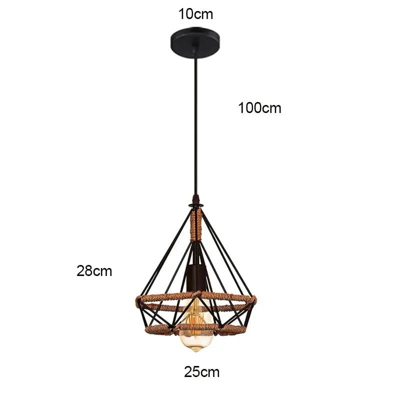 Black Metal Cage Pendant Light: Retro Industrial Charm -