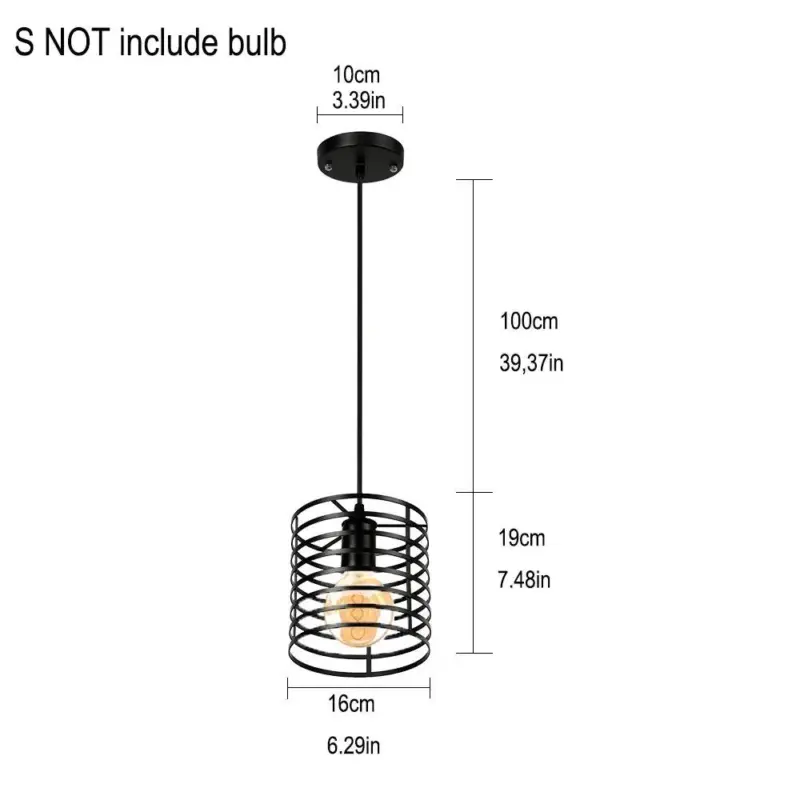 Black Metal Cage Pendant Light Retro Industrial Charm