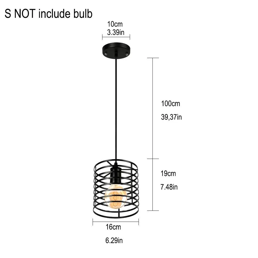 Black Metal Cage Pendant Light: Retro Industrial Charm -