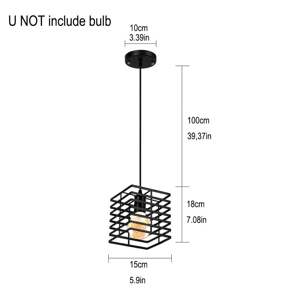 Black Metal Cage Pendant Light: Retro Industrial Charm -