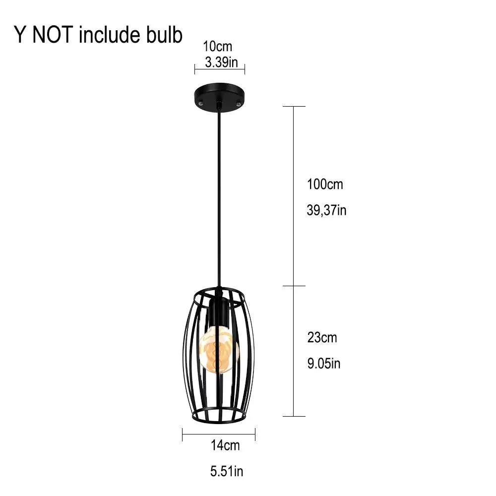 Black Metal Cage Pendant Light: Retro Industrial Charm -