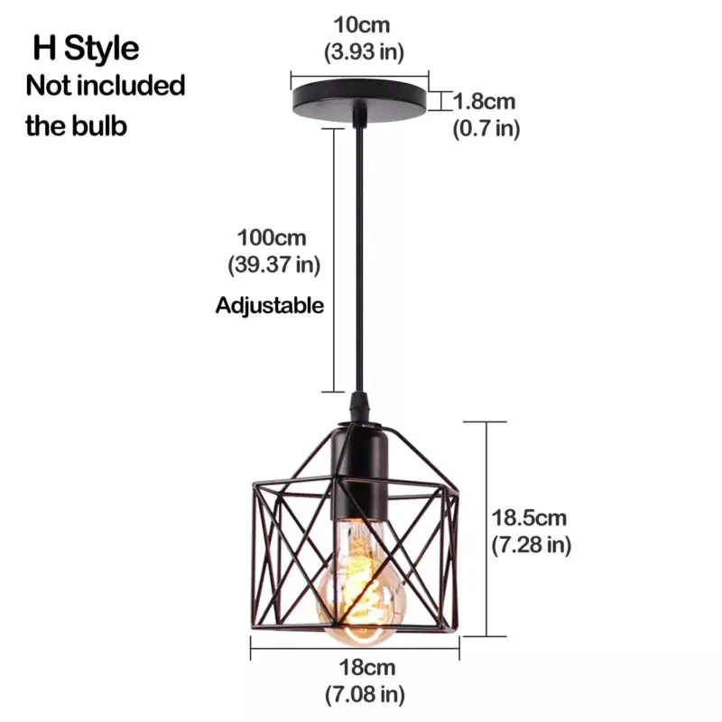 Black Metal Cage Pendant Light Retro Industrial Charm