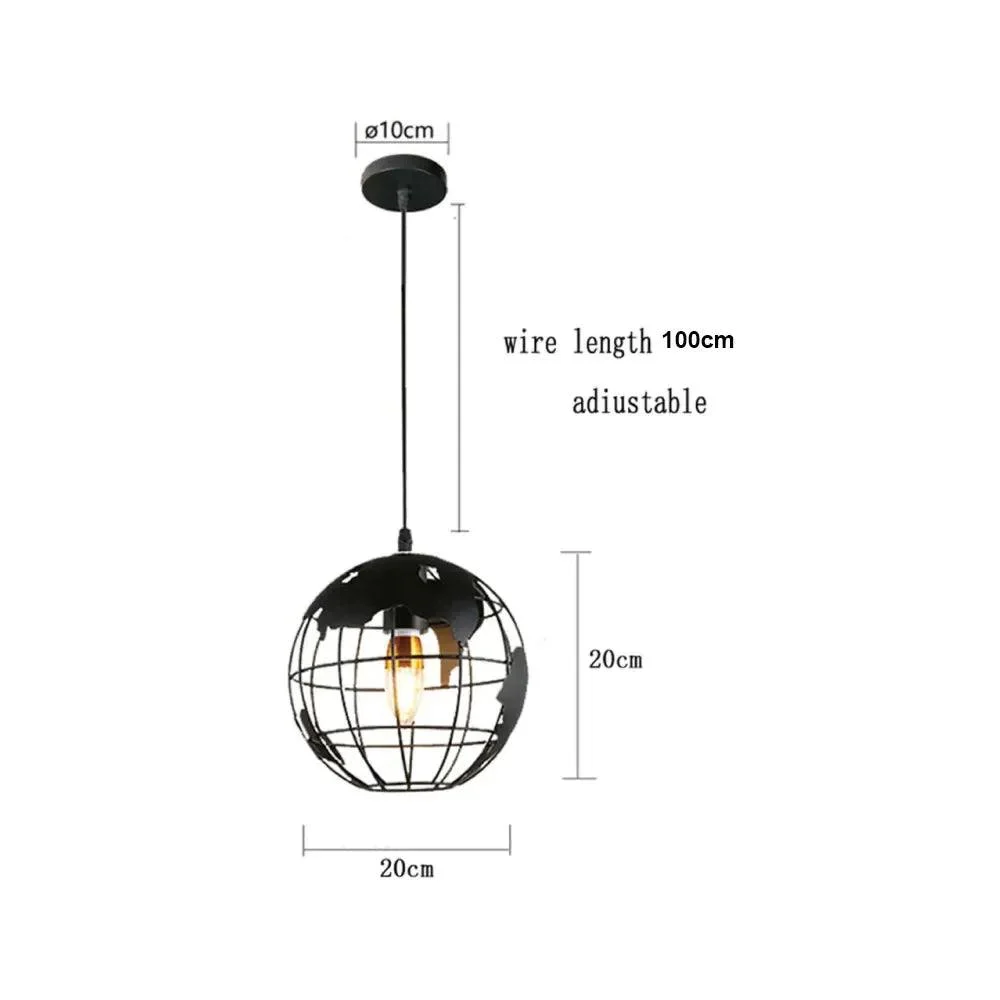 Black Metal Cage Pendant Light: Retro Industrial Charm -