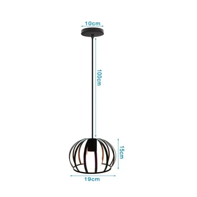 Black Metal Cage Pendant Light Retro Industrial Charm