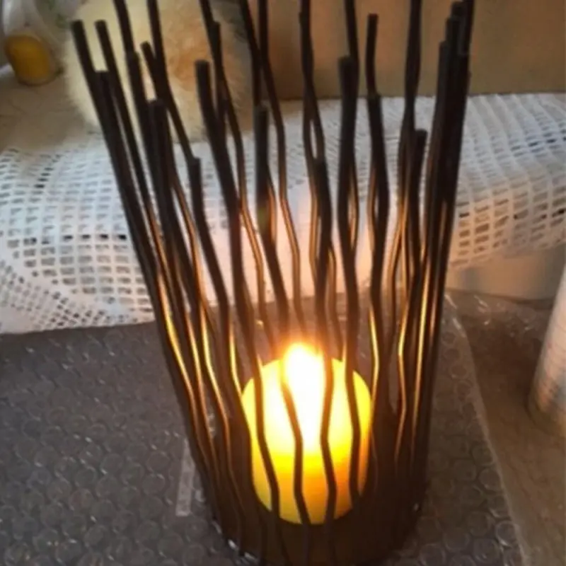 Black Morden Metal Hollow Out Metal Iron Candle Holder Cage tag1