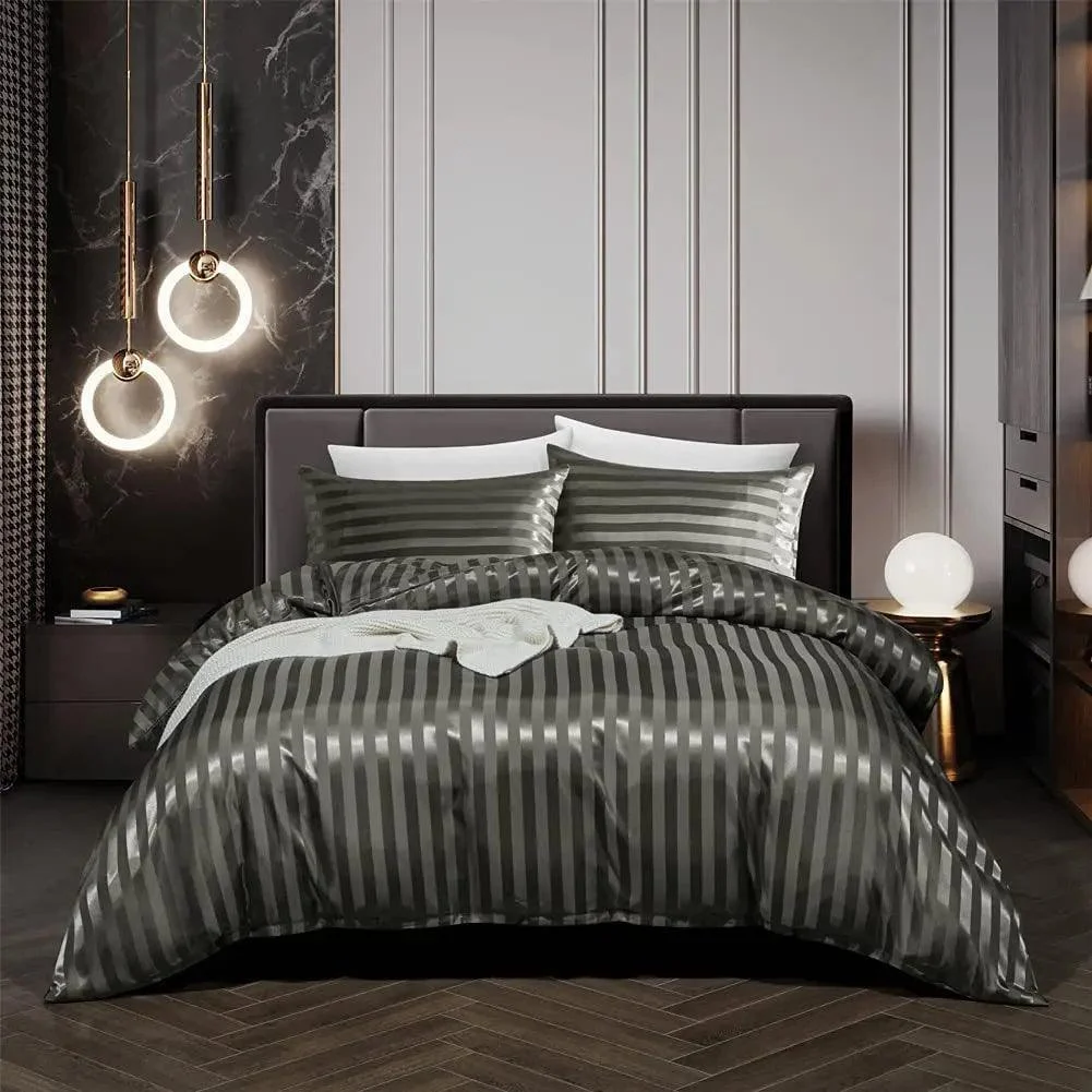 Black Satin Duvet Cover Set -  - #tag1#