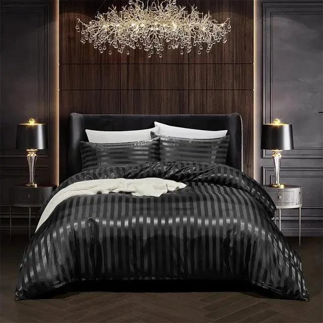 Black Satin Duvet Cover Set -  - #tag1#