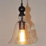 Black Single Ceiling Pendant Light Rustic Bell Clear Glass Hanging Lighting Fixture tag1
