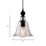 Black Single Ceiling Pendant Light Rustic Bell Clear Glass Hanging Lighting Fixture tag1