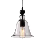Black Single Ceiling Pendant Light Rustic Bell Clear Glass Hanging Lighting Fixture tag1
