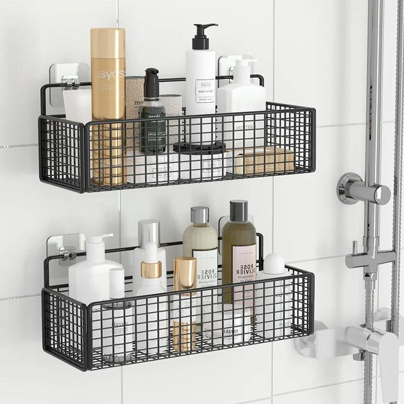 Black Wall-mounted Bathroom Shelves (No-Drill) -