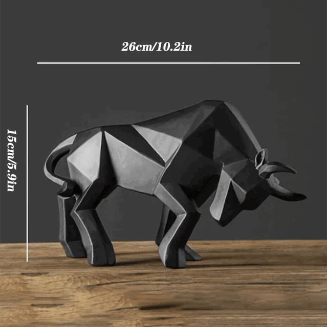 Black White Bull Abstract Animal Ornaments Gift Sculptures and Statues -