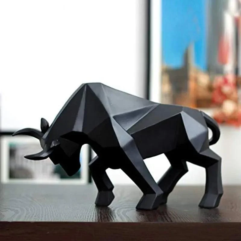 Black White Bull Abstract Animal Ornaments Gift Sculptures and Statues -