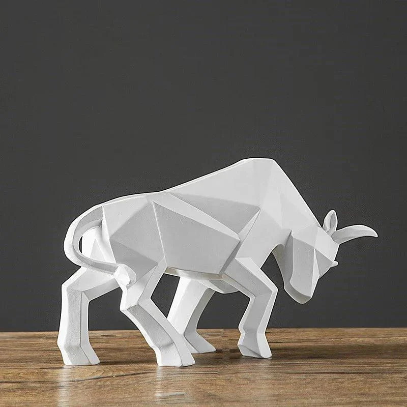 Black White Bull Abstract Animal Ornaments Gift Sculptures and Statues -