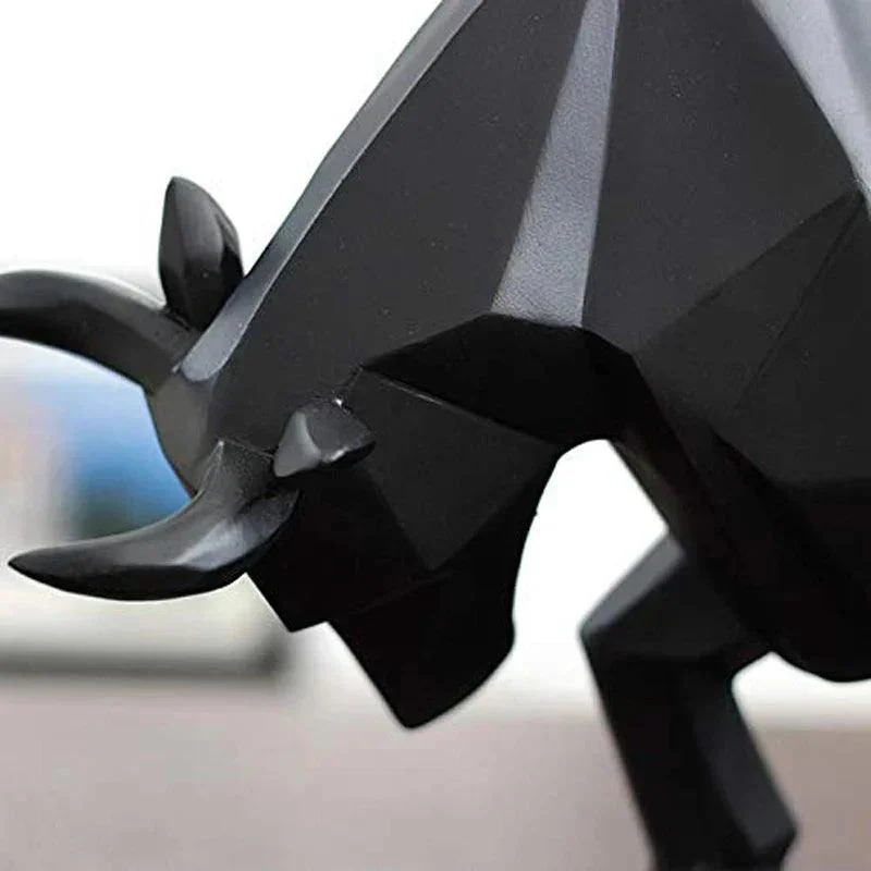 Black White Bull Abstract Animal Ornaments Gift Sculptures and Statues -