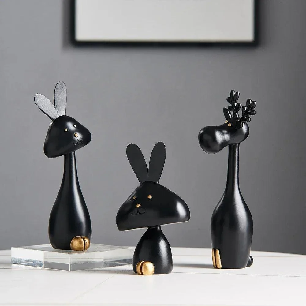 Black & White Cartoon Resin Statue -