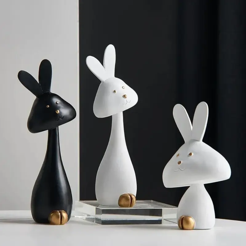 Black White Cartoon Resin Statue