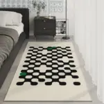 Black White Checkered Soft Rug Carpet for Luxury Living Room Decoration