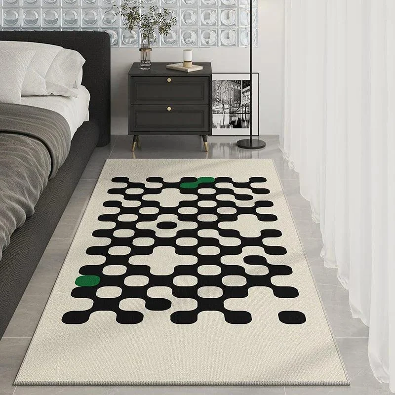 Black White Checkered Soft Rug Carpet for Luxury Living Room Decoration -