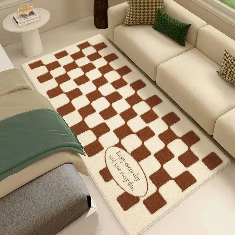 Black White Checkered Soft Rug Carpet for Luxury Living Room Decoration -