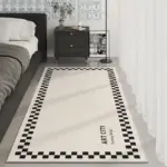 Black White Checkered Soft Rug Carpet for Luxury Living Room Decoration