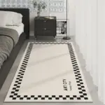 Black White Checkered Soft Rug Carpet for Luxury Living Room Decoration