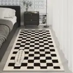 Black White Checkered Soft Rug Carpet for Luxury Living Room Decoration