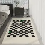 Black White Checkered Soft Rug Carpet for Luxury Living Room Decoration