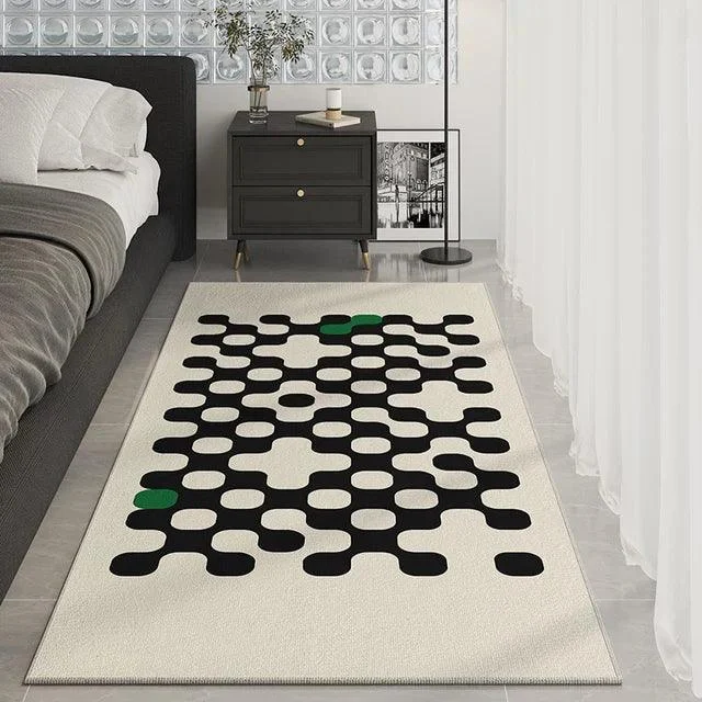 Black White Checkered Soft Rug Carpet for Luxury Living Room Decoration -