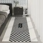 Black White Checkered Soft Rug Carpet for Luxury Living Room Decoration