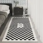 Black White Checkered Soft Rug Carpet for Luxury Living Room Decoration