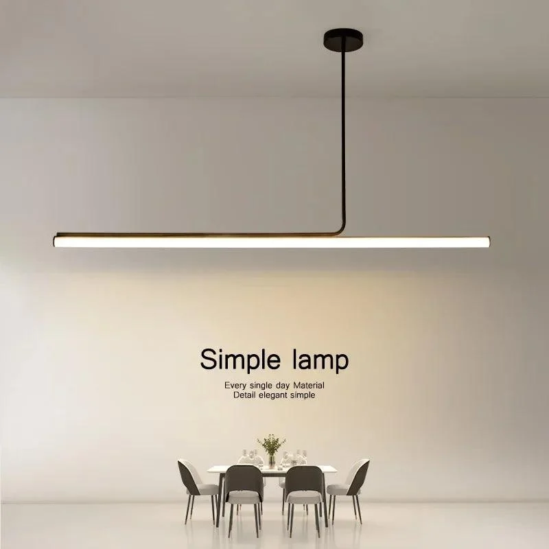 Black White Minimal Long Tube Lighting Chandelier Dimmable Led Home Decorate -