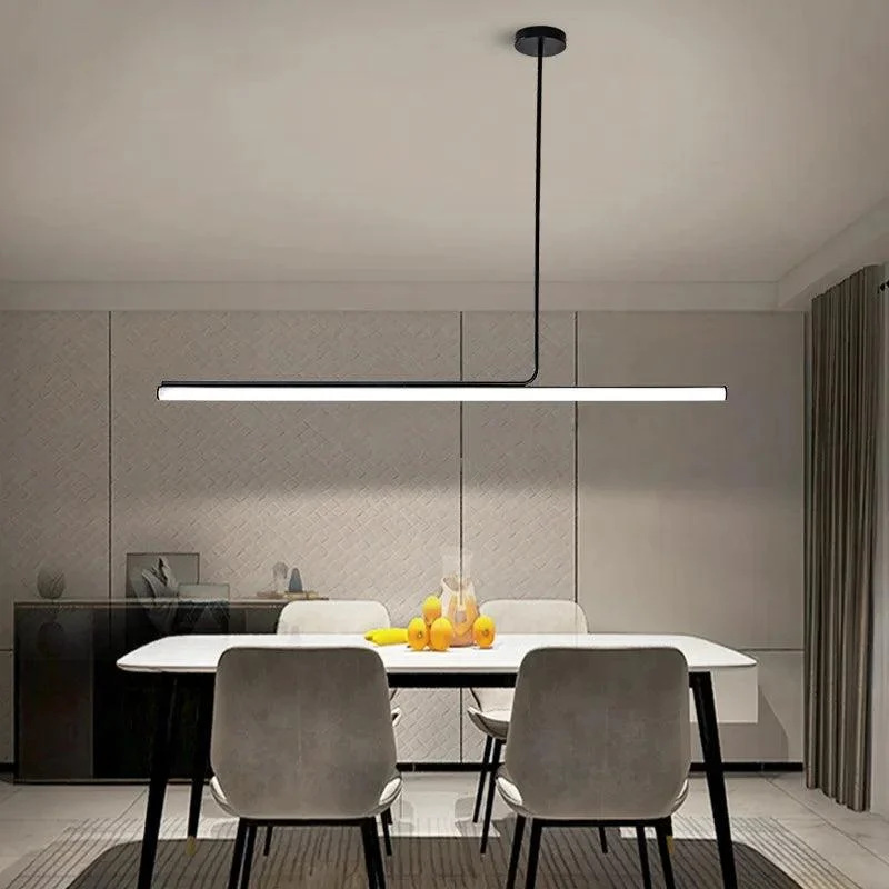 Black White Minimal Long Tube Lighting Chandelier Dimmable Led Home Decorate -